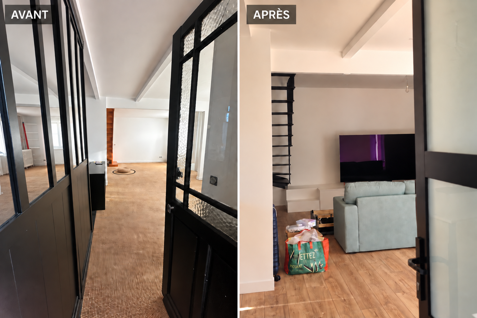 Entrée avant et après rénovation par ABC RENOV'NATION